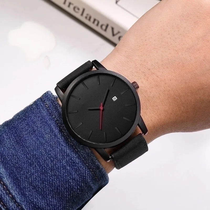 Simple Big Watch Men&#39;s Fashion Matte Belt Quartz Watch Men&#39;s Single Calendar Sports Watch
