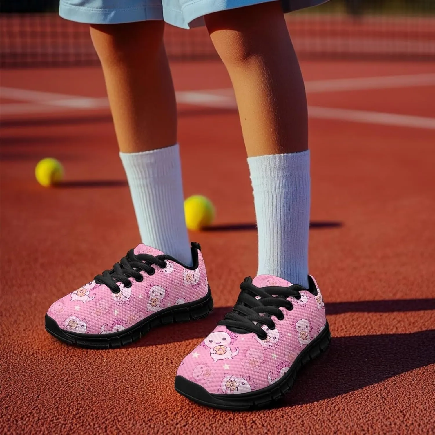 Stylish Breathable Tennis Sneakers Indoor Anti-Skid Shoes for Boys Girls Lightweight Cozy Rubber Sole Anti-Skid Shoes for Travel US Little Kid 11-13 Big Kid 1-5 Black Sole