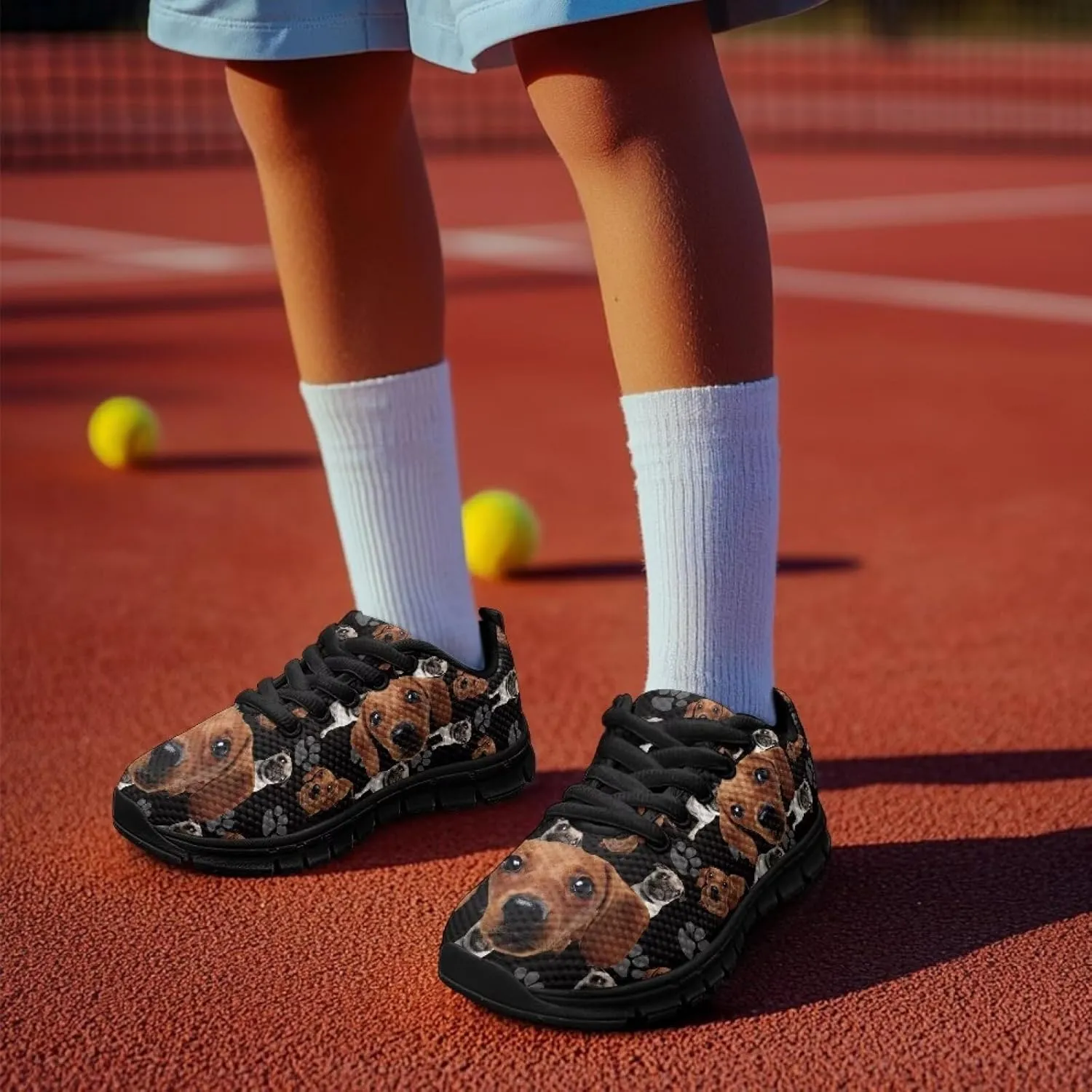 Stylish Breathable Tennis Sneakers Indoor Anti-Skid Shoes for Boys Girls Lightweight Cozy Rubber Sole Anti-Skid Shoes for Travel US Little Kid 11-13 Big Kid 1-5 Black Sole