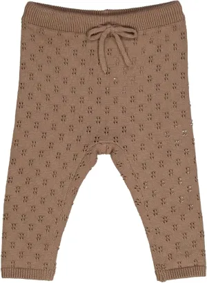 Stylish Knit Pants for Baby | Cotton Pants with Delicate Hole Pattern, Elastic Waist Baby Pants for Comfortable Fit, Machine Washable Pants, Gentle for Baby's Skin (Walnut Color, 3-6M)