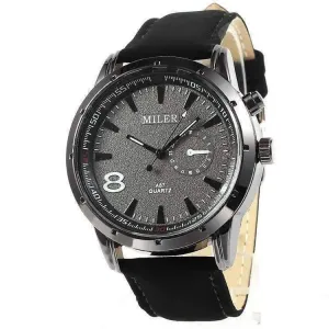 Sueded Leather 8 Watch in Black For Men or Women
