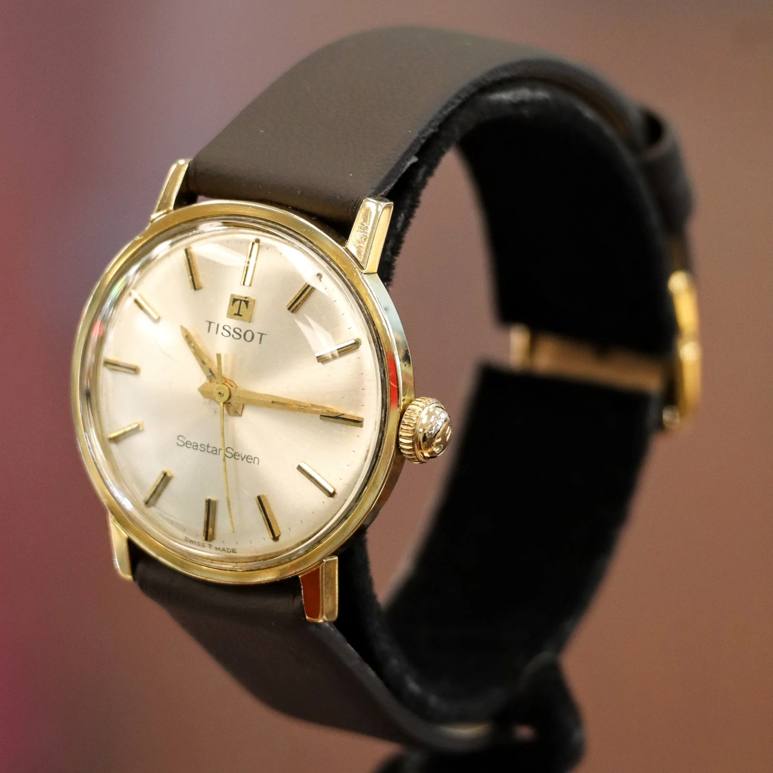 TISSOT Seastar Seven Dress Watch Waterproof Mechanical Vintage Wristwatch Round 32mm