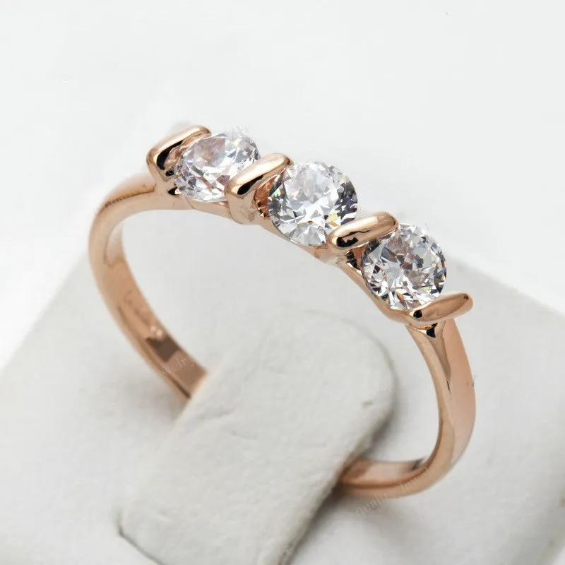 Top Quality Concise Crystal Ring Rose Gold Plated Austrian Crystals Full Sizes