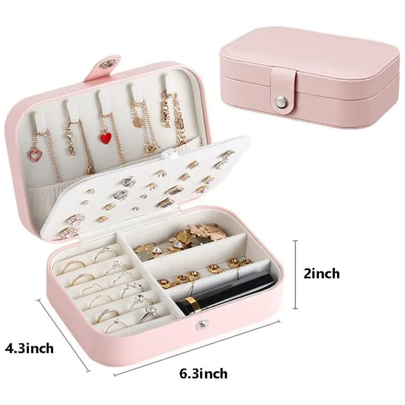 Travel Jewelry Necklaces Rings Studs Bracelets Earrings Box Organizer Storage Case