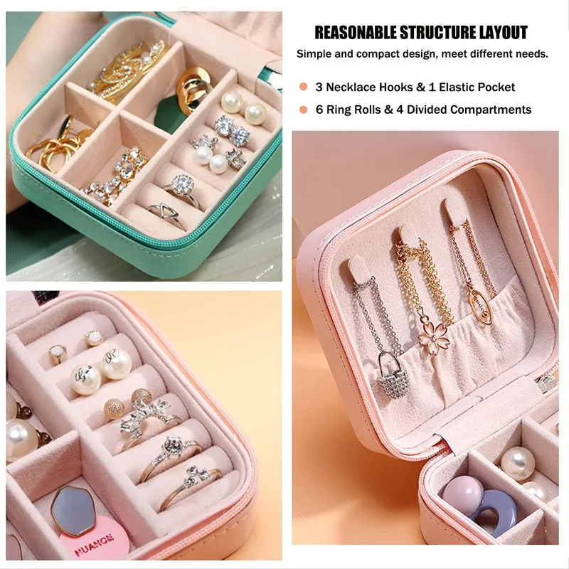 Travel Jewelry Necklaces Rings Studs Bracelets Earrings Box Organizer Storage Case