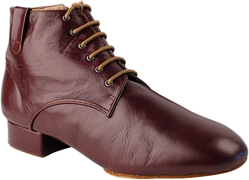 Very Fine Dance Shoes - Mens Dance Boots - Ballroom Latin Tango Salsa Dance Shoes for Men - RCCL9001-1-inch Heel - Dark Tan Leather - 7.5