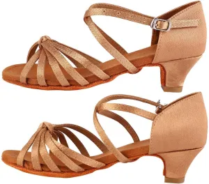 Women Latin Dance Shoes, Professional Ballroom Salsa Practice Performance Dancing Shoes, Women Ballet and Dance Shoes for Women Girl, Brown (33)