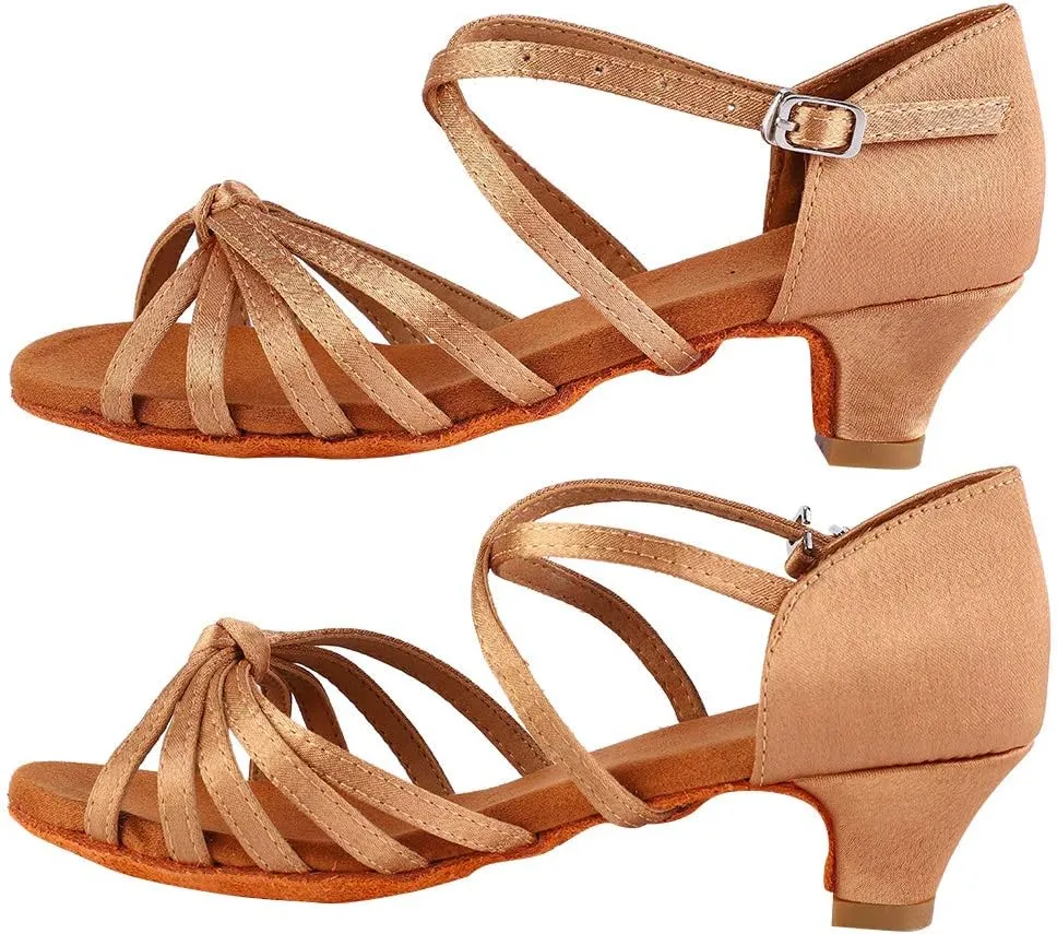 Women Latin Dance Shoes, Professional Ballroom Salsa Practice Performance Dancing Shoes, Women Ballet and Dance Shoes for Women Girl, Brown (33)