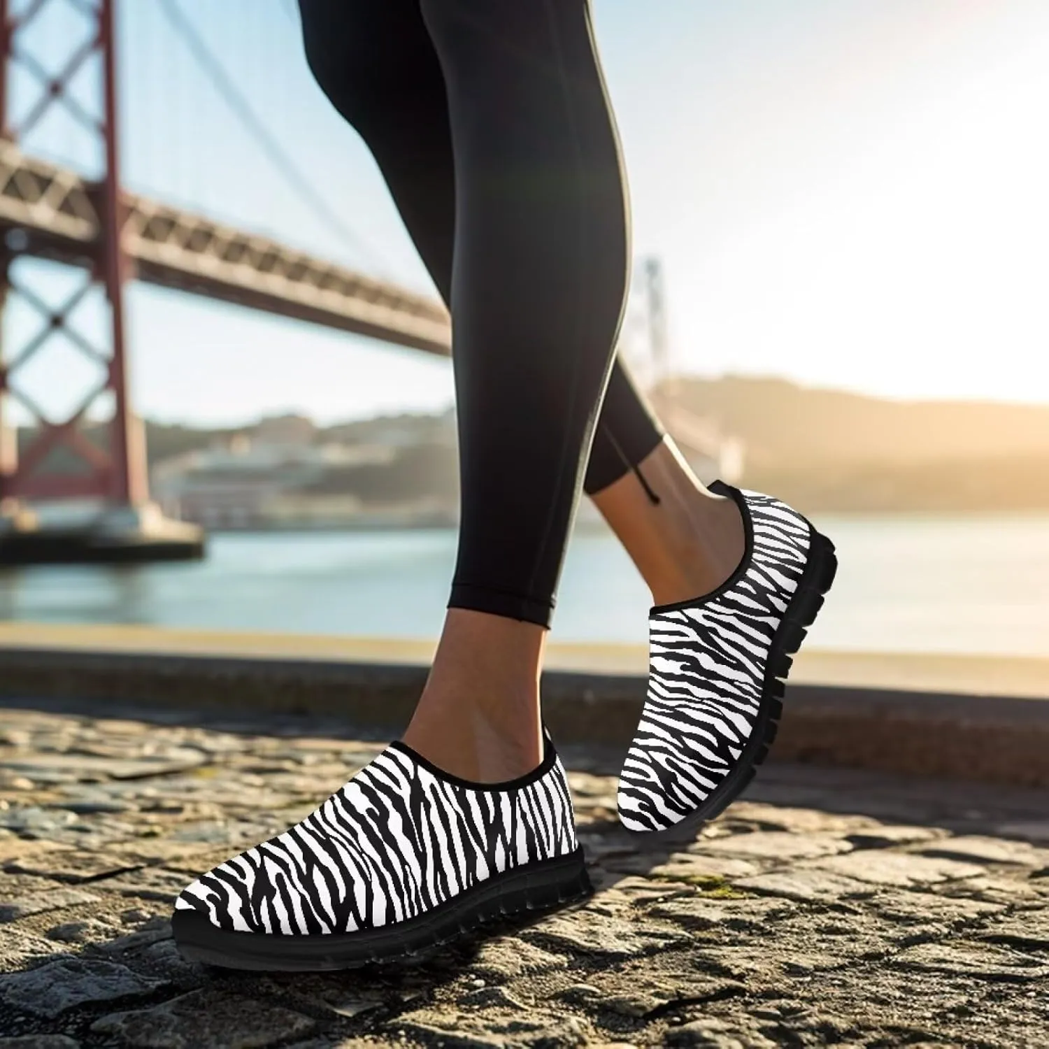 Women's Animal Print Slip On Shoes Low Cut Casual Shoes Comfortable Outdoor Sports Walking Running Flat Sneakers