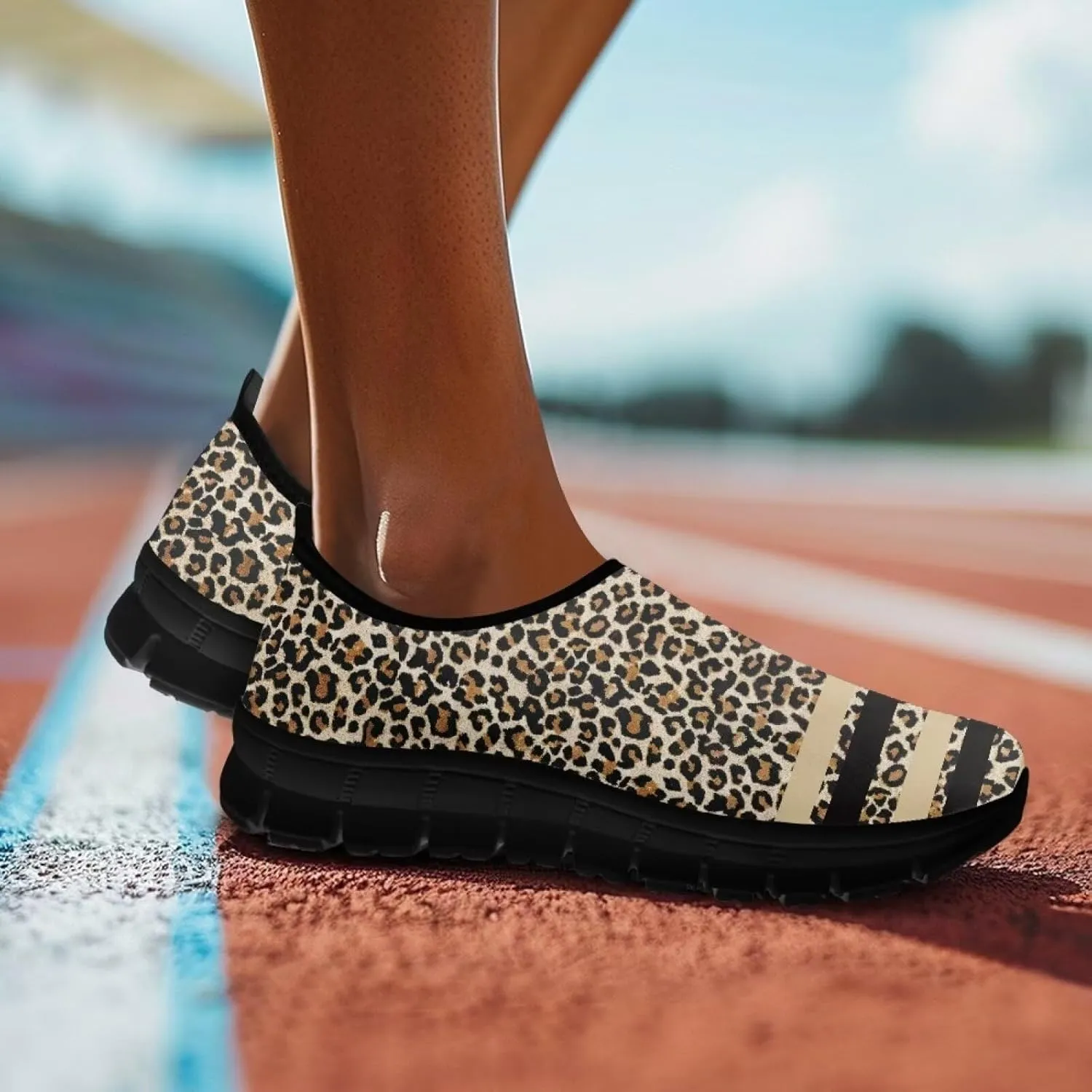 Women's Animal Print Slip On Shoes Low Cut Casual Shoes Comfortable Outdoor Sports Walking Running Flat Sneakers
