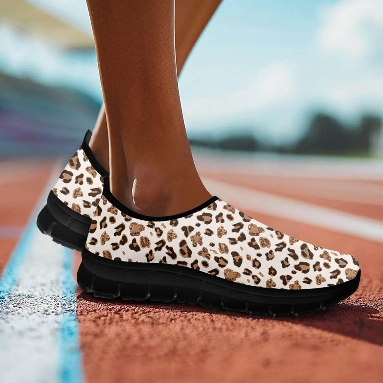 Women's Animal Print Slip On Shoes Low Cut Casual Shoes Comfortable Outdoor Sports Walking Running Flat Sneakers