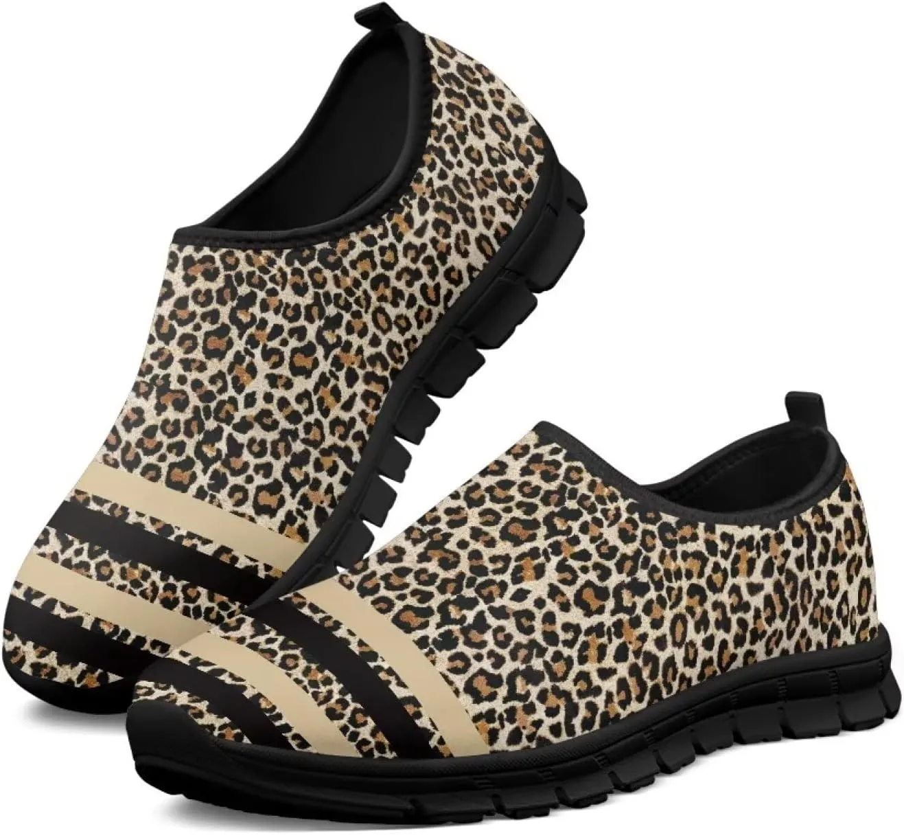 Women's Animal Print Slip On Shoes Low Cut Casual Shoes Comfortable Outdoor Sports Walking Running Flat Sneakers