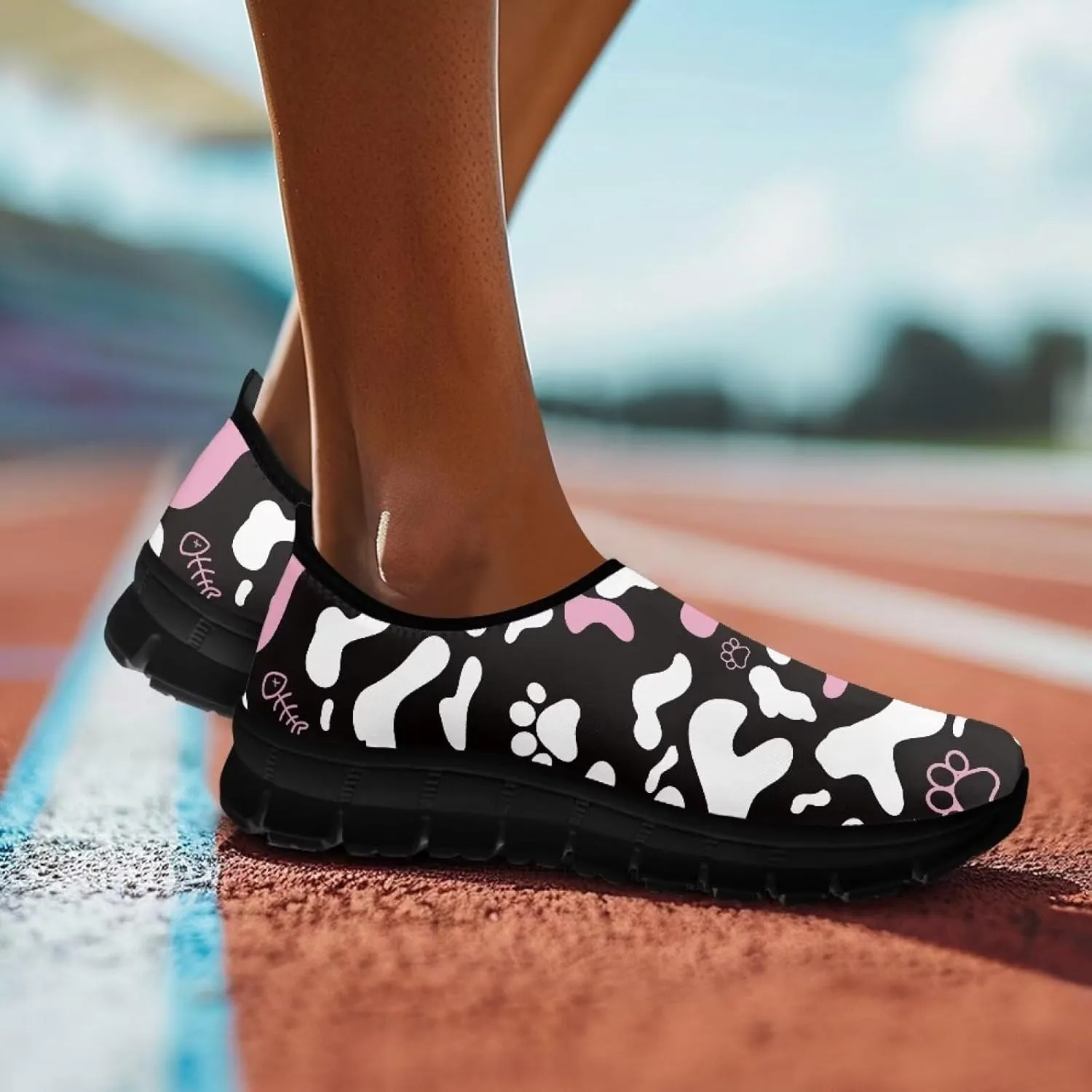Women's Animal Print Slip On Shoes Low Cut Casual Shoes Comfortable Outdoor Sports Walking Running Flat Sneakers