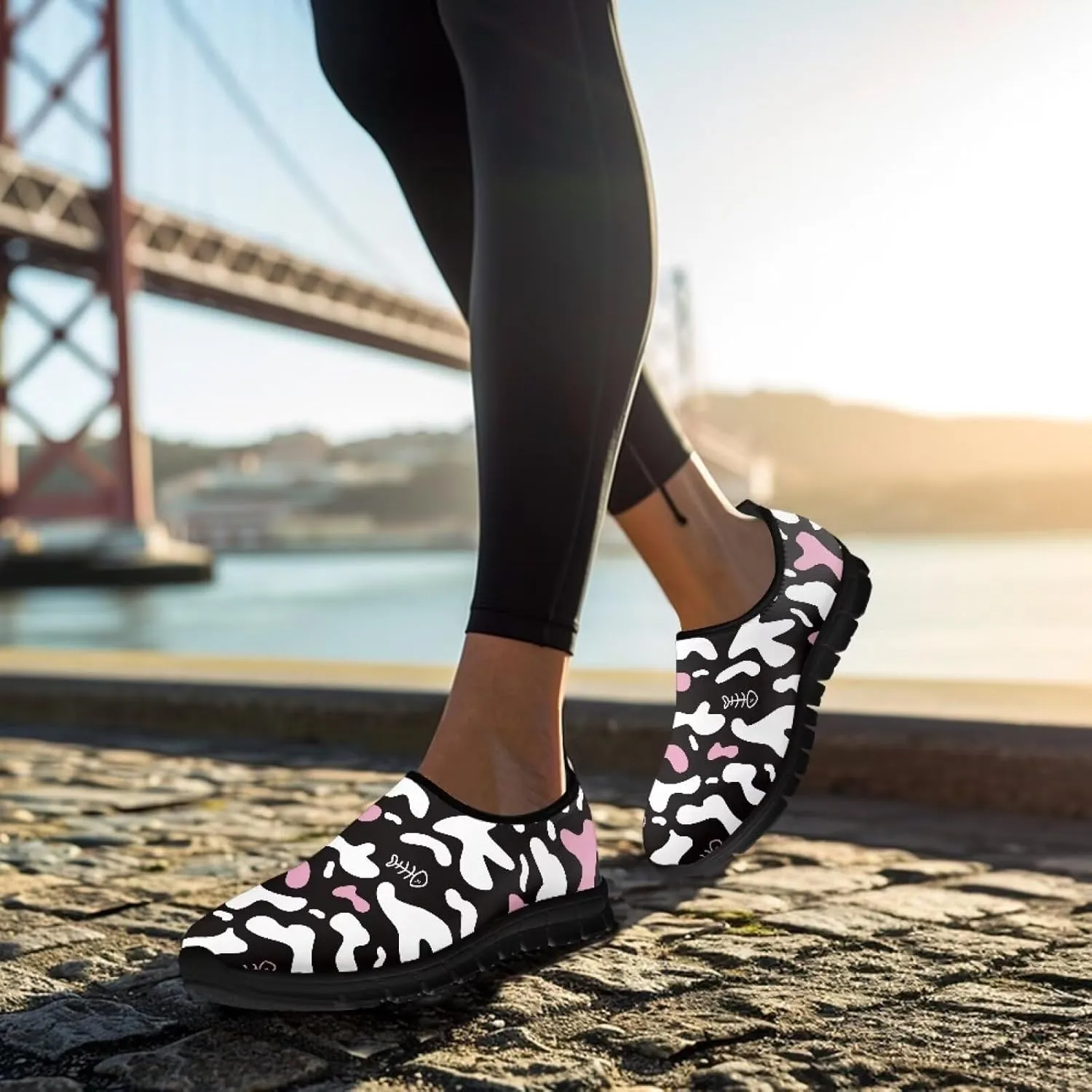Women's Animal Print Slip On Shoes Low Cut Casual Shoes Comfortable Outdoor Sports Walking Running Flat Sneakers