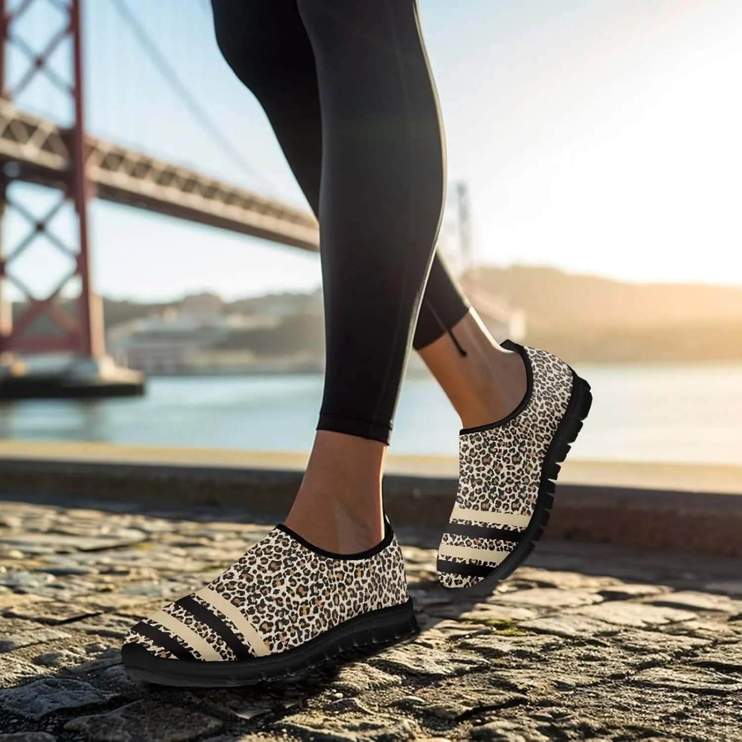 Women's Animal Print Slip On Shoes Low Cut Casual Shoes Comfortable Outdoor Sports Walking Running Flat Sneakers