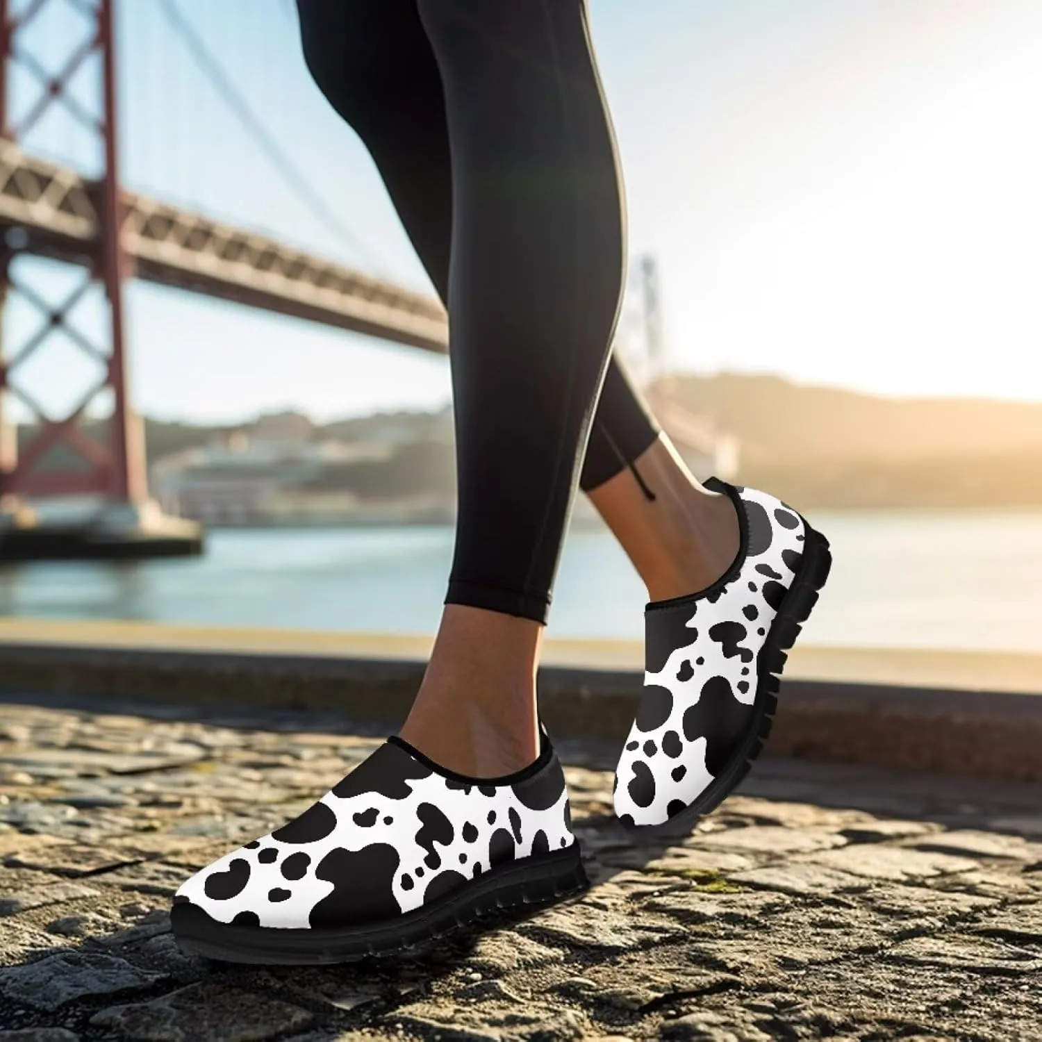 Women's Animal Print Slip On Shoes Low Cut Casual Shoes Comfortable Outdoor Sports Walking Running Flat Sneakers