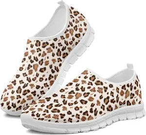 Women's Animal Print Slip On Shoes Low Cut Casual Walking Shoes Comfortable Outdoor Sports Running Flat Sneakers