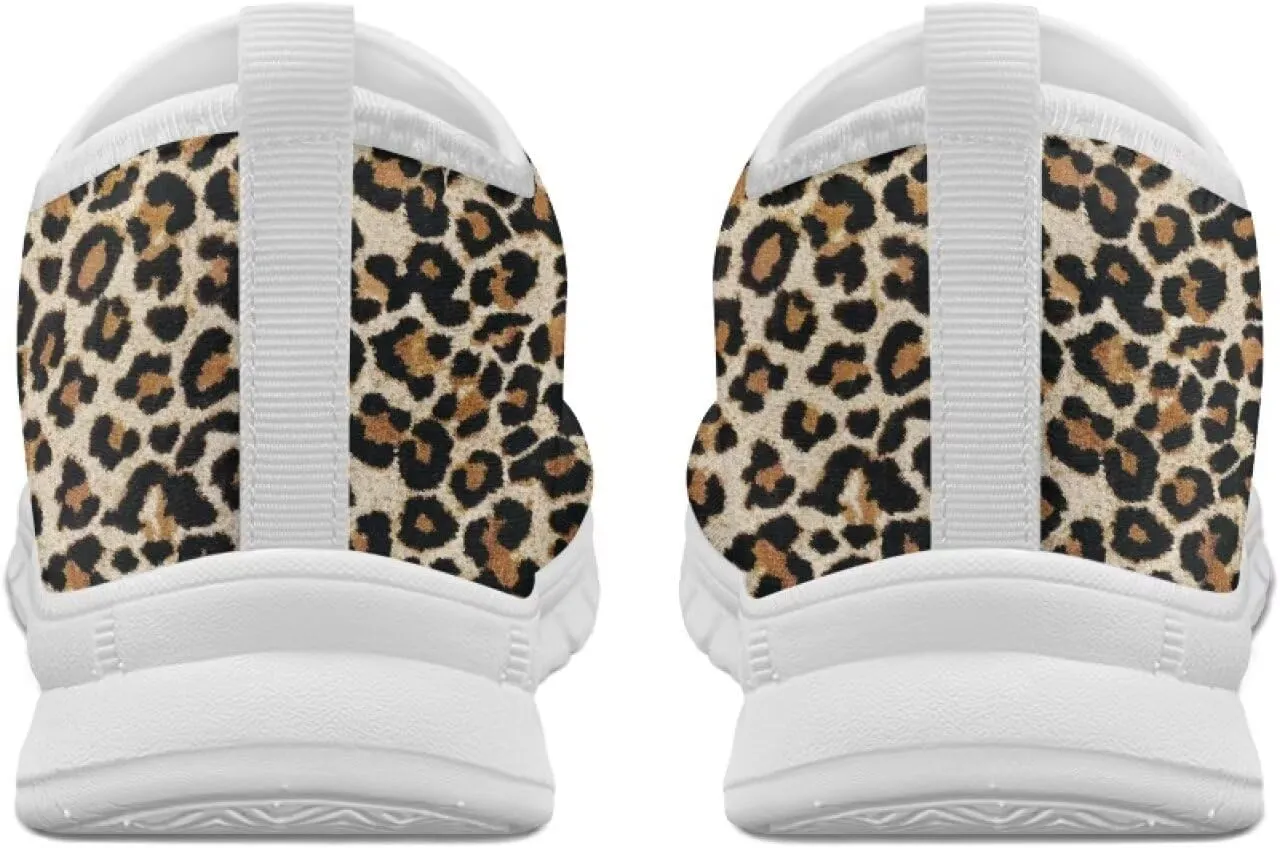 Women's Animal Print Slip On Shoes Low Cut Casual Walking Shoes Comfortable Outdoor Sports Running Flat Sneakers