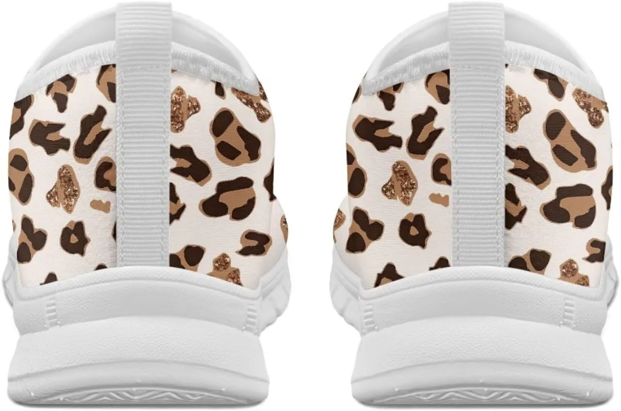 Women's Animal Print Slip On Shoes Low Cut Casual Walking Shoes Comfortable Outdoor Sports Running Flat Sneakers