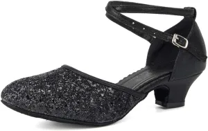 Womens Ballroom Dance Shoes Closed Toe Rhinestone Glitter Latin Salsa Performance Dance Shoes,Model 225