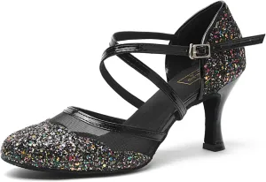 Women's Glitter Closed Toe Ballroom Morden Latin Tango Party Wedding Professional Dance Shoes