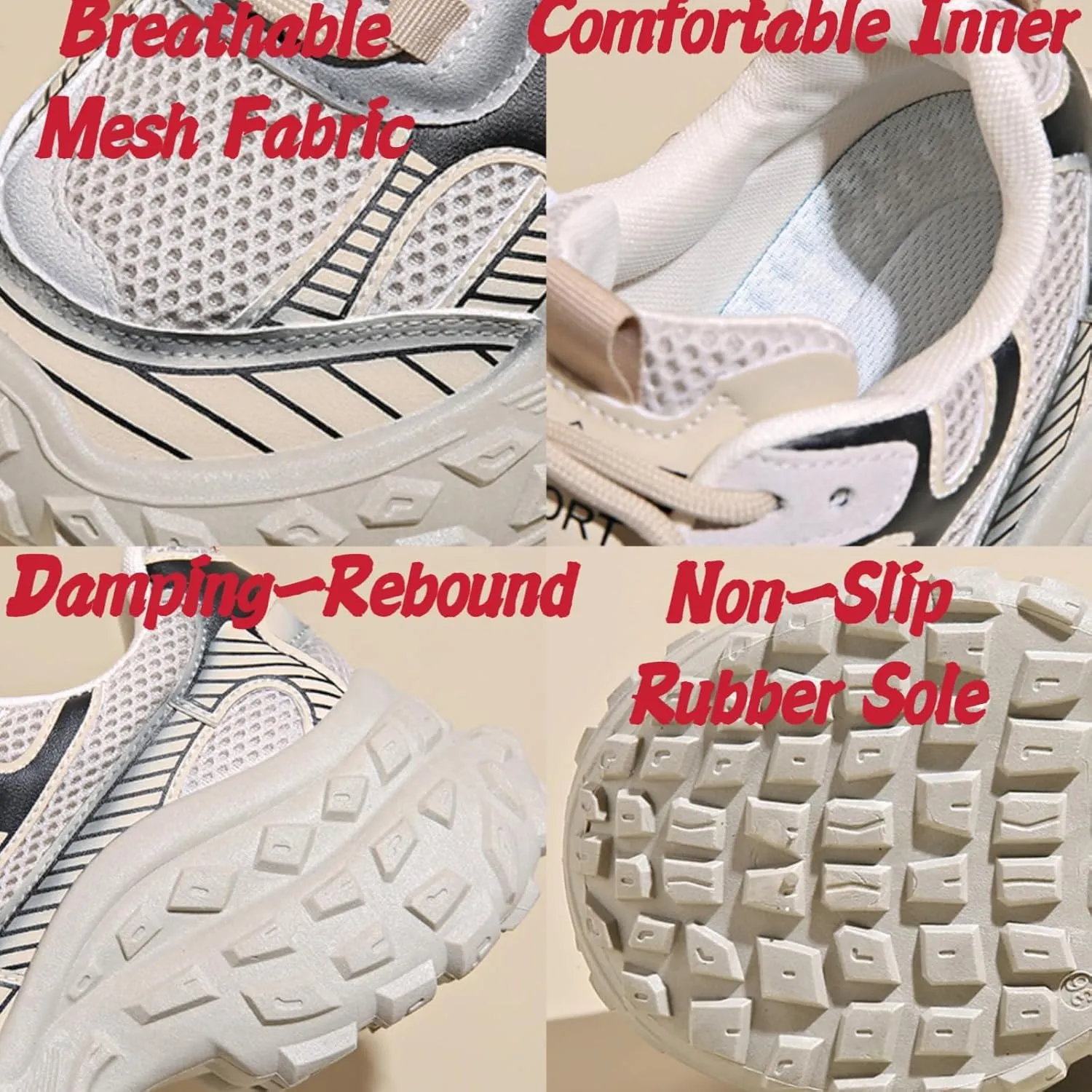 Womens Height Increase Breathable Mesh Lace Up Chunky Sneakers Fashion Platform Non-Slip Shoes Casual Dad Walking Driving Travel Hiking Shoes