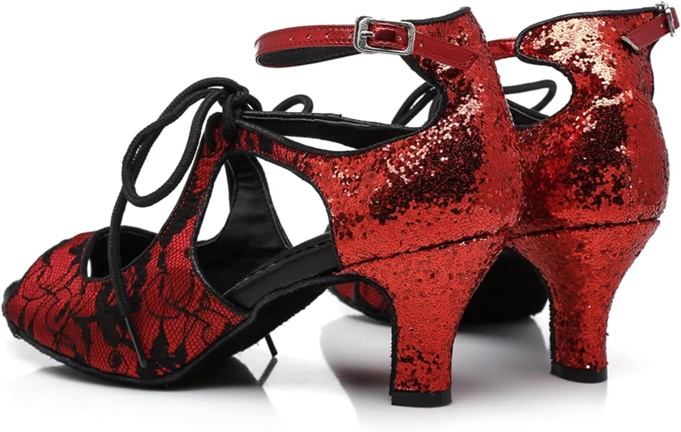 Women's Lace Mesh at Vamp Synthetic Ballroom Morden Tango Party Wedding Practice Professional Dance Shoes