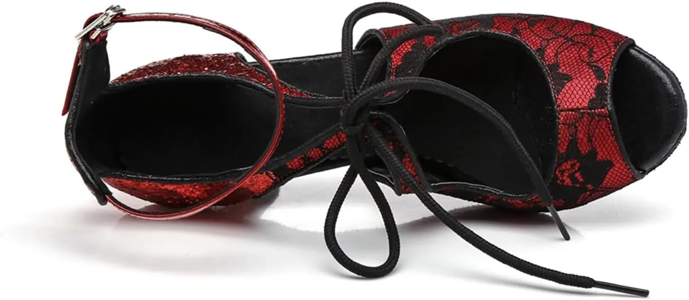 Women's Lace Mesh at Vamp Synthetic Ballroom Morden Tango Party Wedding Practice Professional Dance Shoes