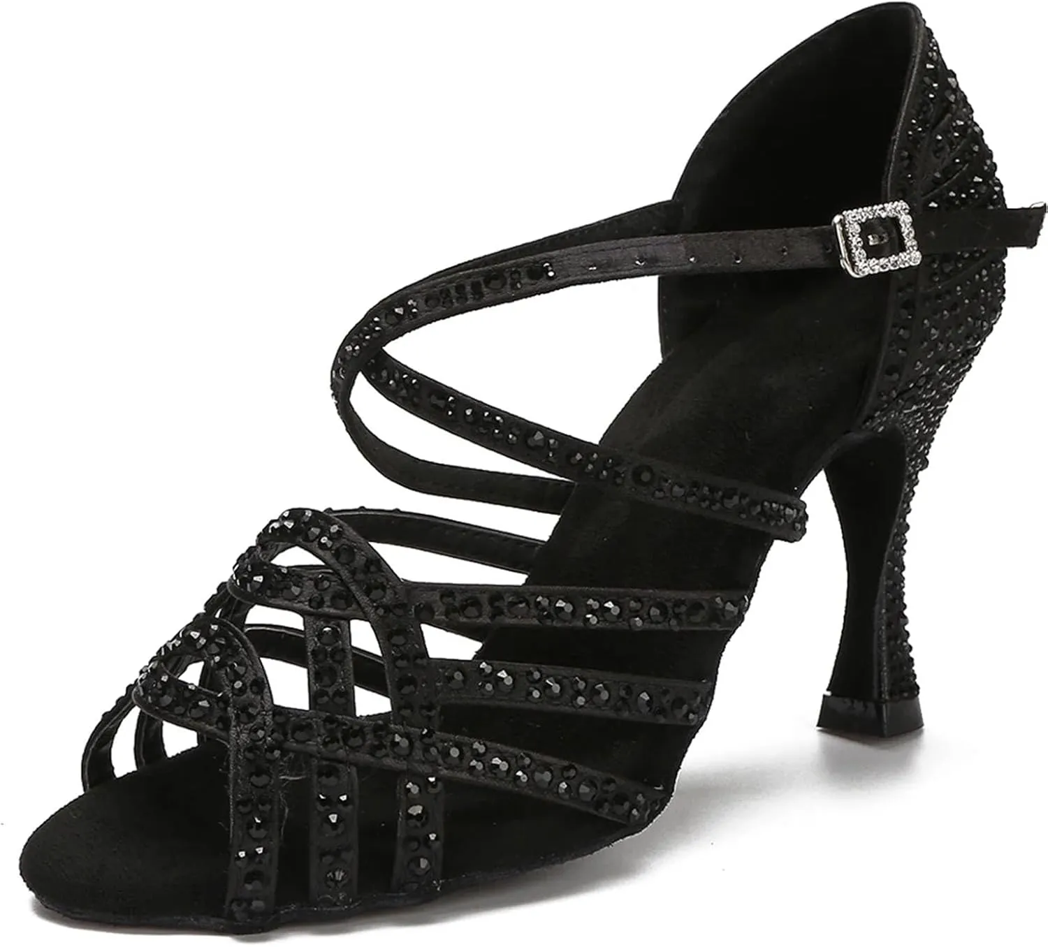 Women's Purple/Black Heels - Tango Ballroom Training Sandals (8.5CM/3.35")