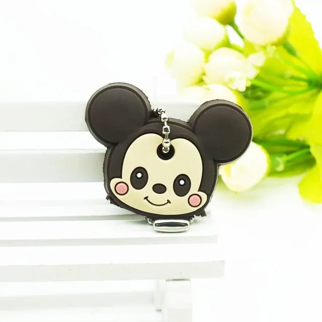 ZOEBER Anime Cartoon Key Cover cute Garfield Owl The avengers alliance hero Keychain Silicone Holder key Ring cat cap chain
