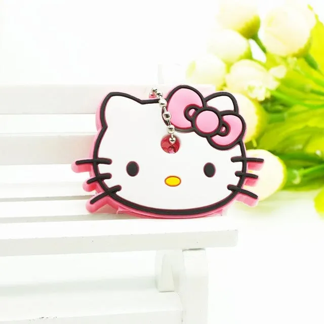 ZOEBER Anime Cartoon Key Cover cute Garfield Owl The avengers alliance hero Keychain Silicone Holder key Ring cat cap chain